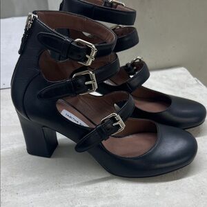Tabitha Simmons Black Multi-Buckle Heels